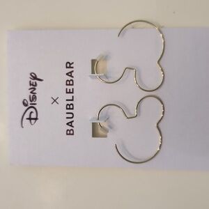 BaubleBar x Disney Mickey Mouse Gold Tone Outline Hoop Earrings new with tags